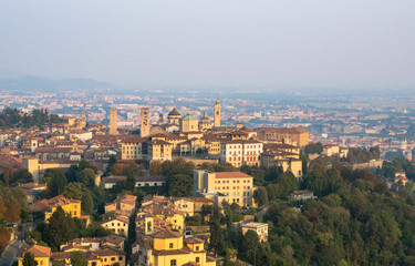 Panoramic view of Città Alta, Bergamo, Italy