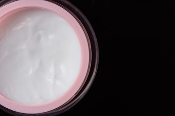 close up of cream jar