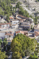 Fototapeta premium Ancient bullring, this square is constructed in the shape of ship, alcala del Jucar, spain
