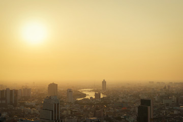 Fototapeta na wymiar Sunset and Bangkok cityscape bangkok city of Thailand