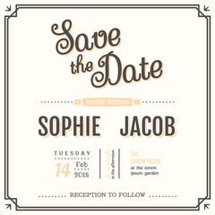 Wedding invitation vintage card 21 x 21 cm