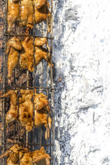 Dozens of chiken ate on th BBQ grill : Wilson Park, Torrance.