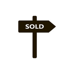 Vector icon - illustration of sold sign isolated on white