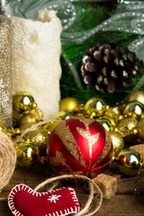 Christmas balls and Christmas wreath