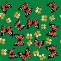 Butterfly and flower seamless pattern 672