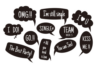 Props for photos on weddings featuring cute and funny phrases. © vat2522