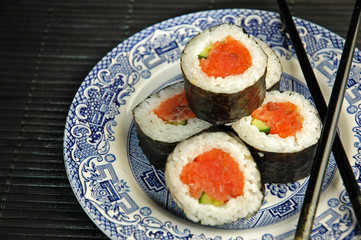 Sushi on Traditional plate