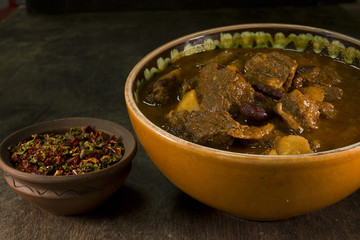 Traditional Hungarian homemade hot goulash soup