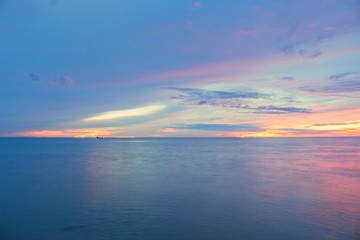 Sunrise morning time before. Colorful sky and  sea water reflect