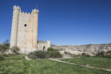 Fototapeta na wymiar Castle of Almohad origin of the century XII, take in Alcala del Jucar, Spain