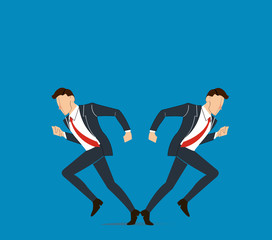 Fototapeta na wymiar businessman has to make decision which way to go for his success vector illustration