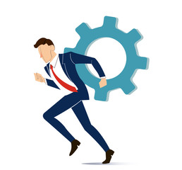 businessman with gear to success concept vector