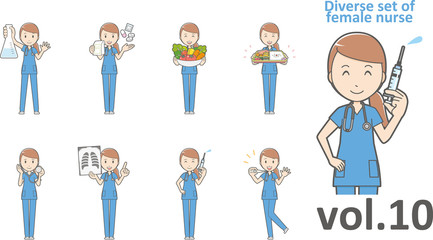 Diverse set of female nurse , EPS10 vector format vol.10
