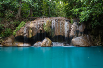 Waterfall in deep forest , Erawan waterfall National Park