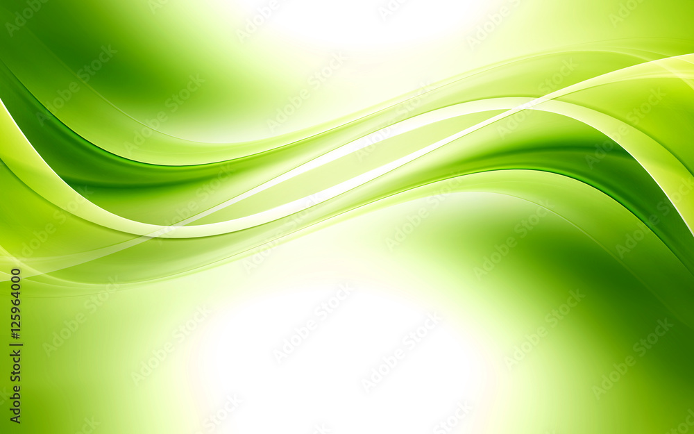 Fototapete abstract background powerful effect lighting. green blurred color waves design. glowing template for