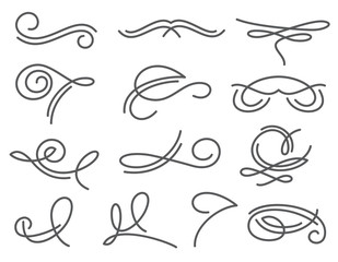 Ornate calligraphy type victorian swirls vector set