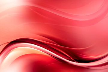 Red bright waves art. Blurred effect background. Abstract creative graphic design. Decorative fractal style.