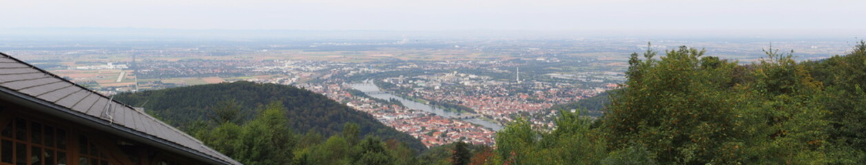 Fototapeta na wymiar High resolution high angle view panorama of city Heidelberg
