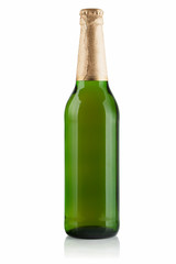 Green glass bottle of beer