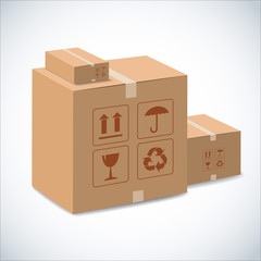 brown boxes recycle illustration on white.