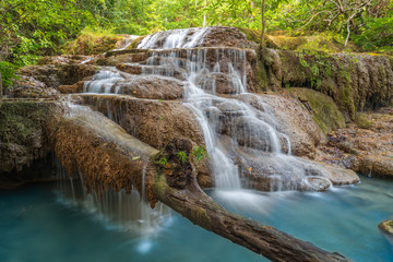 Waterfall in deep forest , Erawan waterfall National Park