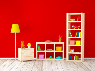 kids room with bookcases