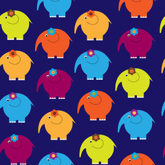 Seamless pattern with elephants in a children's style