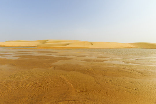 water landscape in the dunes of the Sahara Desert