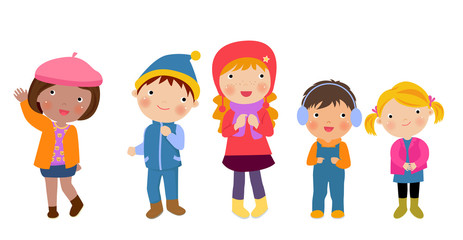Group of winter kids