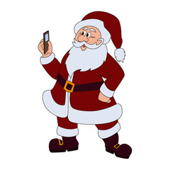 Santa claus with mobile phone.