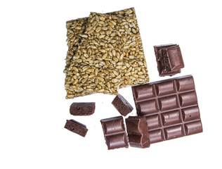 chocolate pieces and kozinaki 