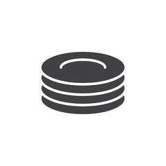plates, dishes icon vector, solid flat sign, pictogram isolated on white, logo illustration