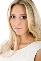 Naklejka premium attractive blonde on light background
