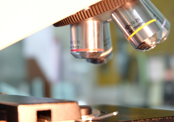 Blurred microscope in a laboratory