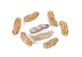 Boiled peanuts isolated on white background