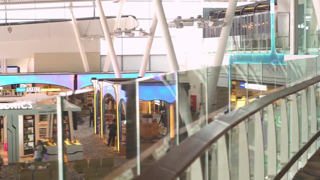 Inside new airport terminal in Phuket, Thailand. 4K
