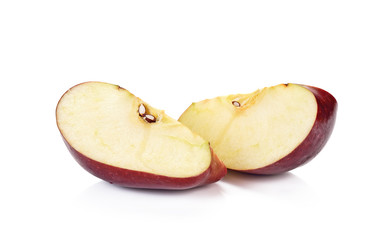 Pieces of apple red. Fruit with cut isolated on white