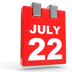 July 22. Calendar on white background.