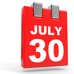 July 30. Calendar on white background.