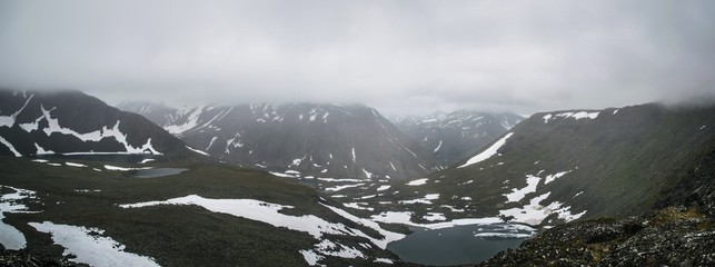 Kar-kar pass, Ural mountains and  frozen lake