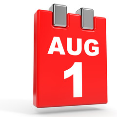 August 1. Calendar on white background.