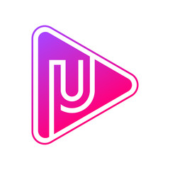 Letter U rounded triangle shape colorful,Multimedia and Play logo design