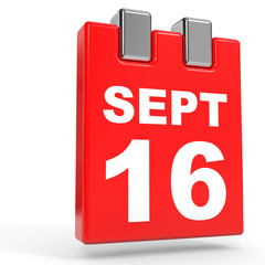 September 16. Calendar on white background.