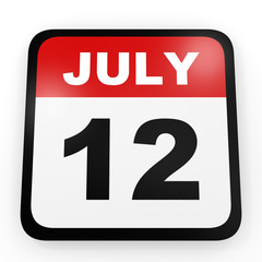 July 12. Calendar on white background.