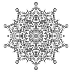 Floral oriental mandala ornament for coloring book pages & mehndi tattoo designs.