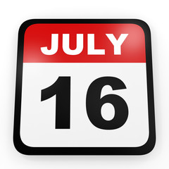 July 16. Calendar on white background.