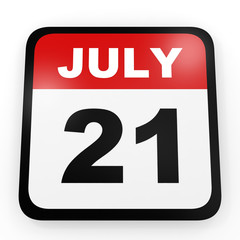 July 21. Calendar on white background.