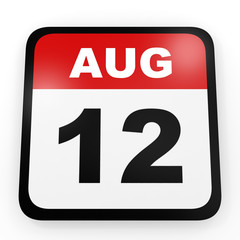 August 12. Calendar on white background.