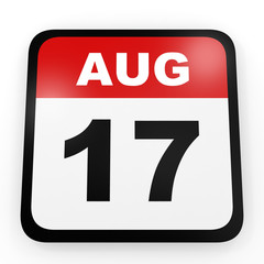 Fototapeta premium August 17. Calendar on white background.