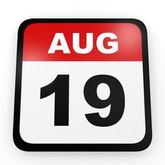 August 19. Calendar on white background.